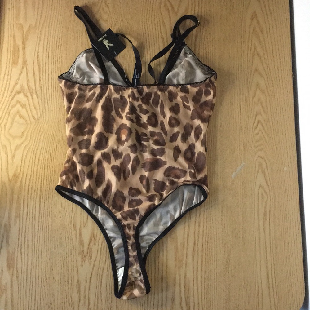 New Playboy Animal Print 1pc Lingerie Teddy Sm Med - Picture 6 of 9